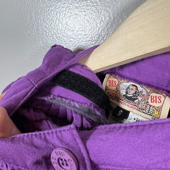 Vintage Gene Ewing BIS Crinkle Jacket Size Small Purple 80s Button Front USA - Picture 8 of 10